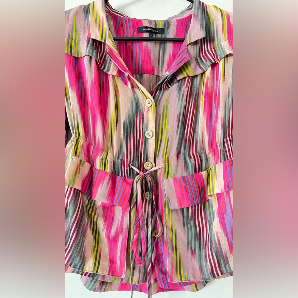 Nanette Lepore Sheer Multicolored Button-Down In … - image 4